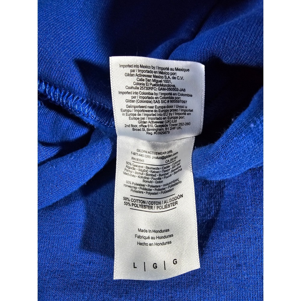 Gildan We Stand For The Flag We Kneel For The Cross‎ Blue Graphic Hoodie Mens L - Picture 4 of 11